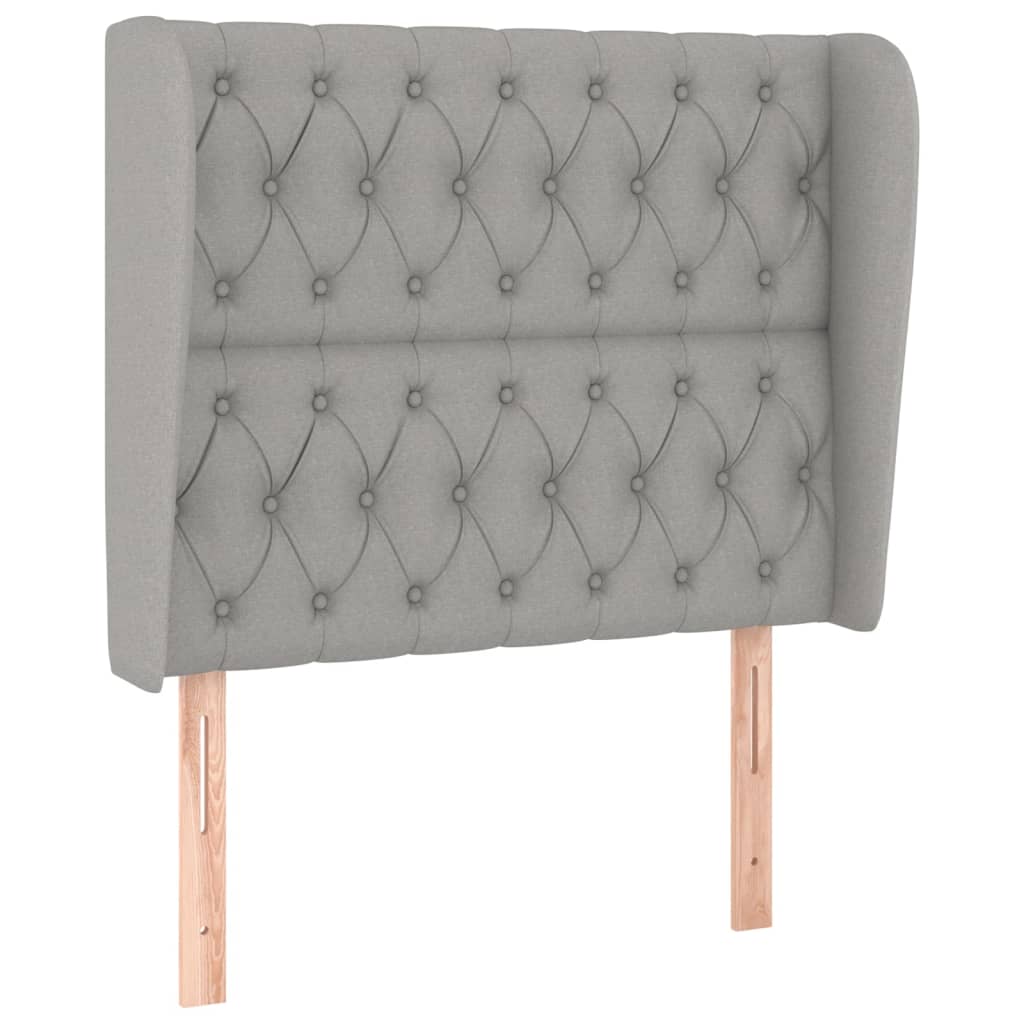 vidaXL Zagłówek uszak, jasnoszary, 93x23x118/128 cm, tkanina