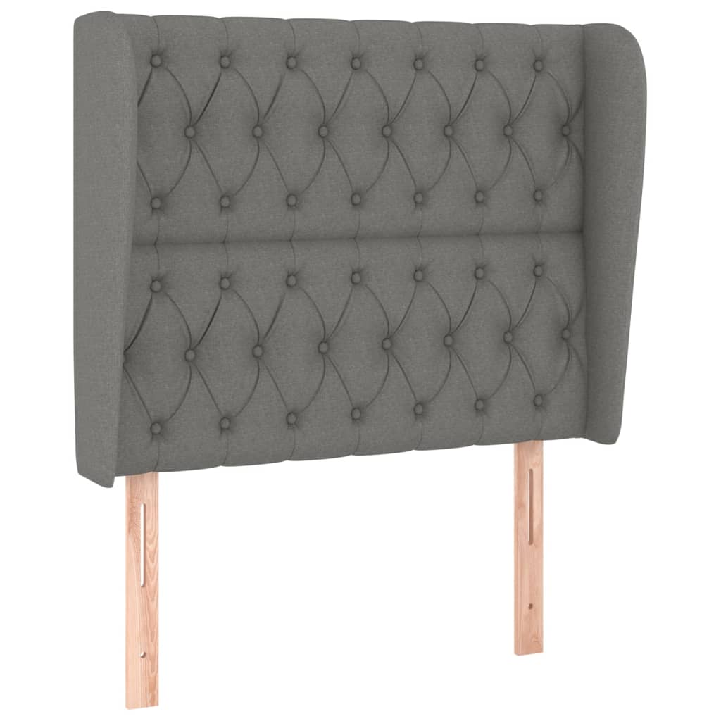 vidaXL Zagłówek uszak, ciemnoszary, 103x23x118/128 cm, tkanina