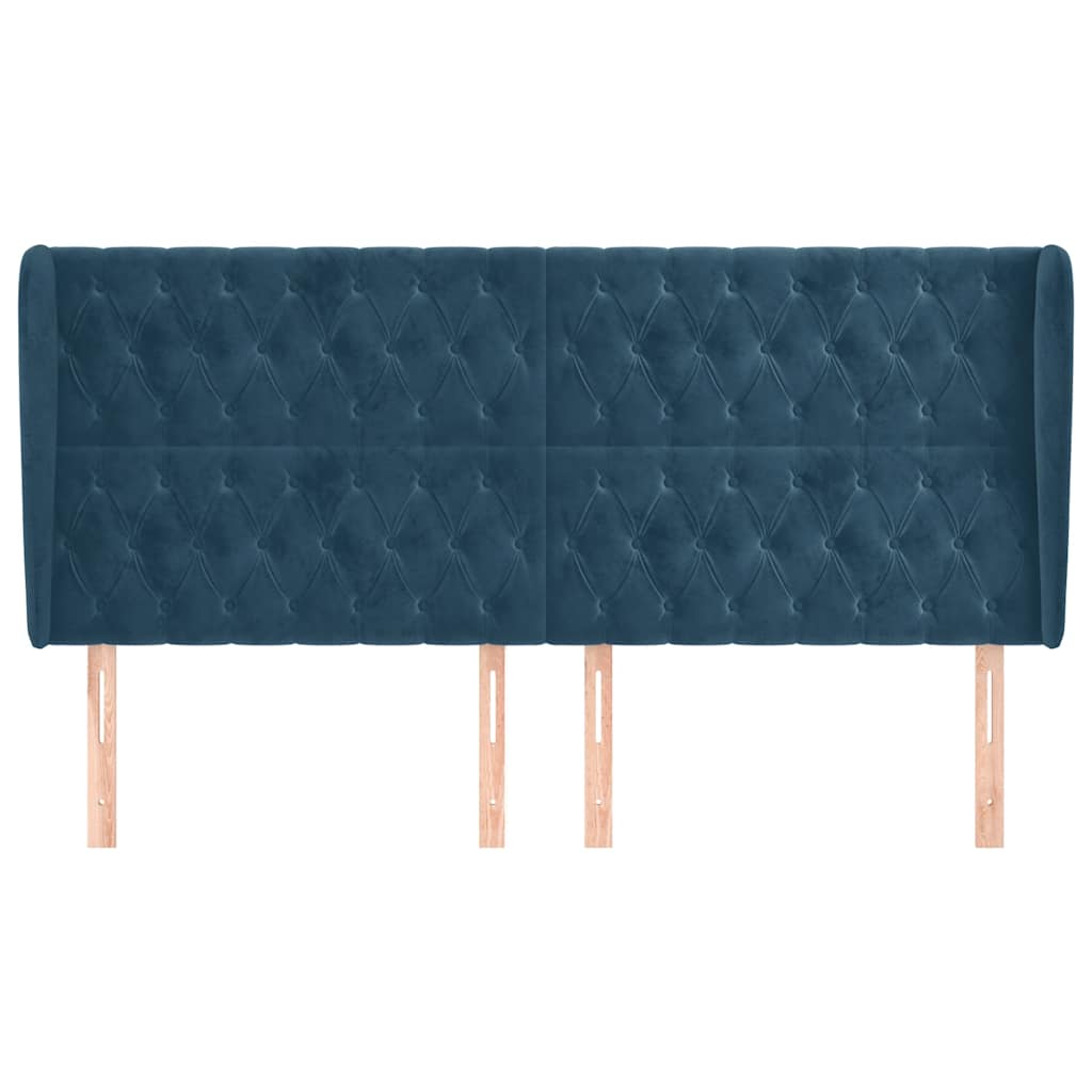 vidaXL Zagłówek uszak, ciemnoniebieski, 203x23x118/128 cm, aksamit