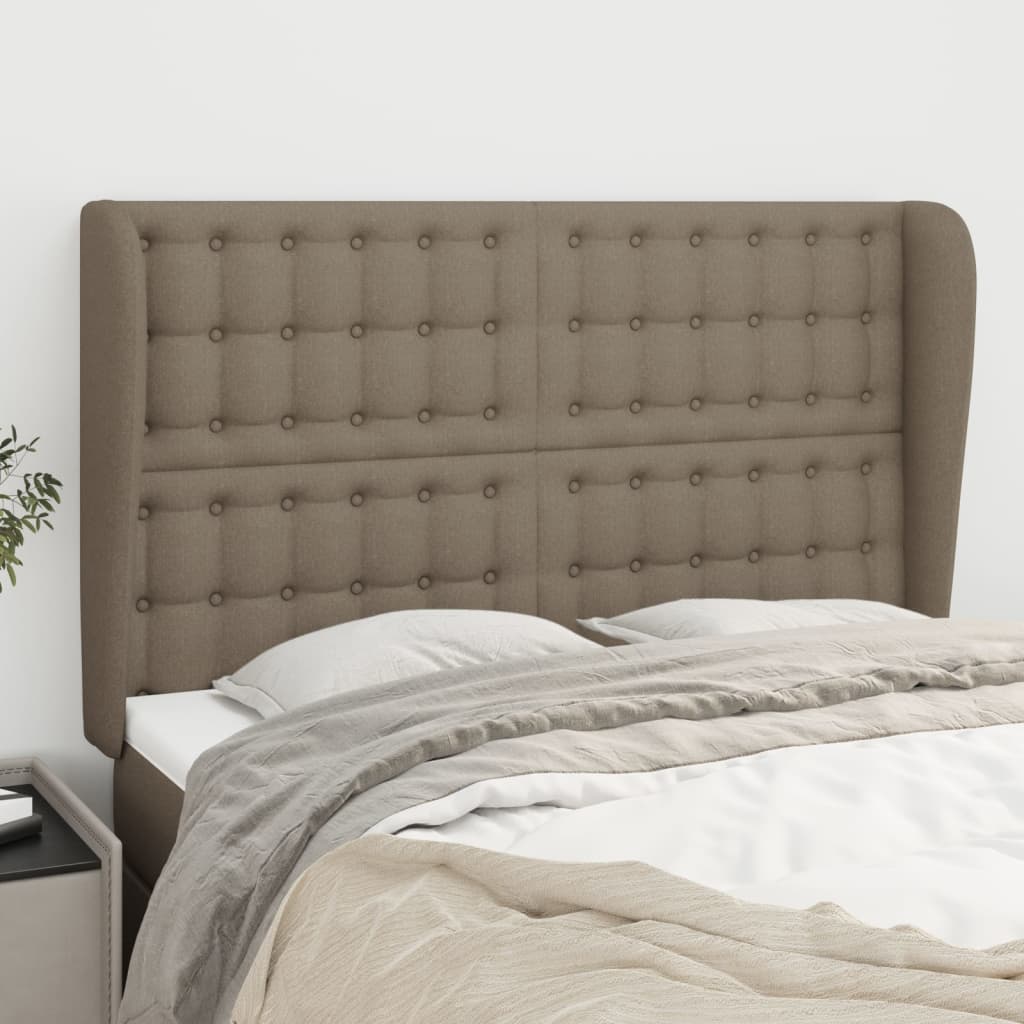 vidaXL Zagłówek uszak, taupe, 147x23x118/128 cm, tkanina