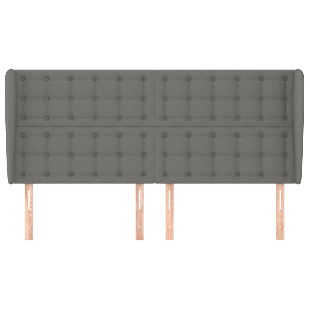 vidaXL Zagłówek uszak, ciemnoszary, 203x23x118/128 cm, tkanina