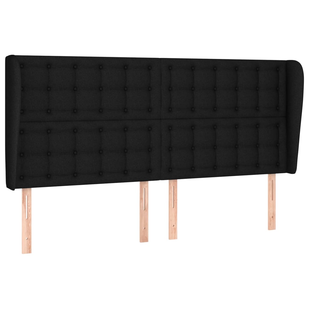 vidaXL Zagłówek uszak, czarny, 203x23x118/128 cm, tkanina