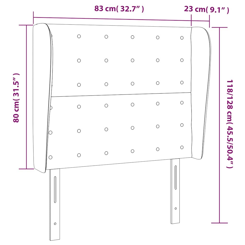 vidaXL Zagłówek uszak, ciemnozielony, 83x23x118/128 cm, aksamit