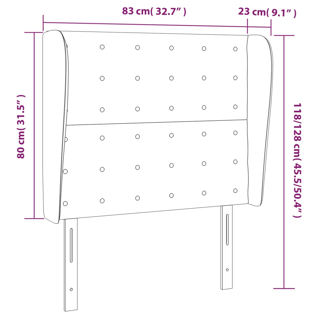 vidaXL Zagłówek uszak, różowy, 83x23x118/128 cm, aksamit