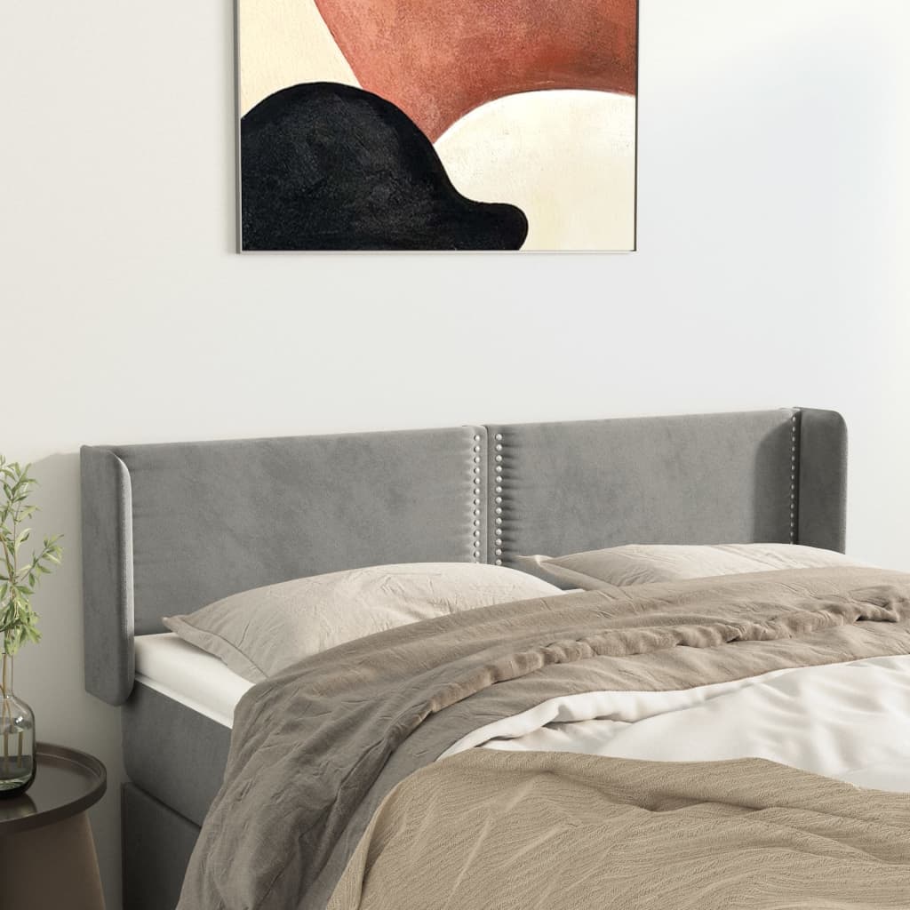 vidaXL Zagłówek uszak, jasnoszary, 147x16x78/88 cm, aksamit