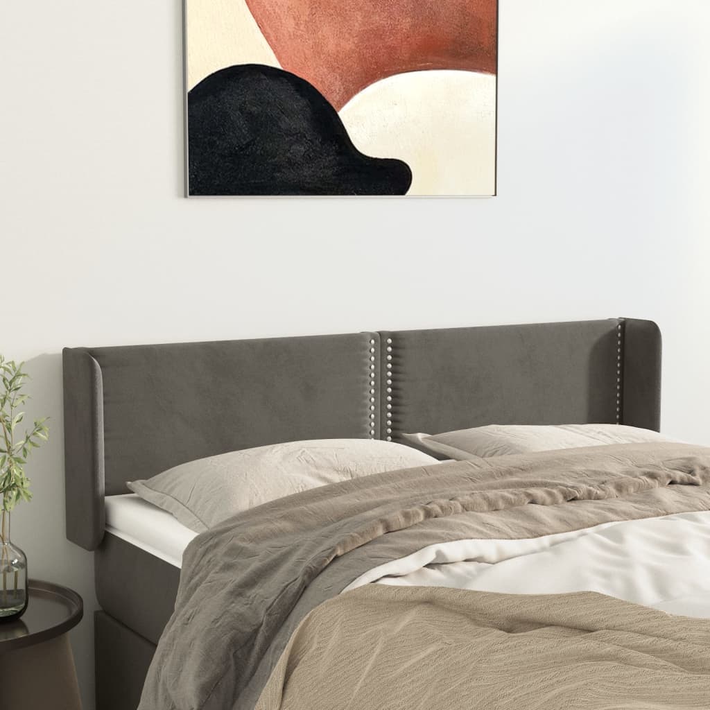 vidaXL Zagłówek uszak, ciemnoszary, 147x16x78/88 cm, aksamit