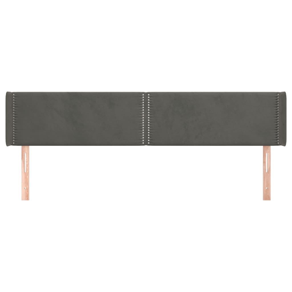 vidaXL Zagłówek uszak, ciemnoszary, 203x16x78/88 cm, aksamit