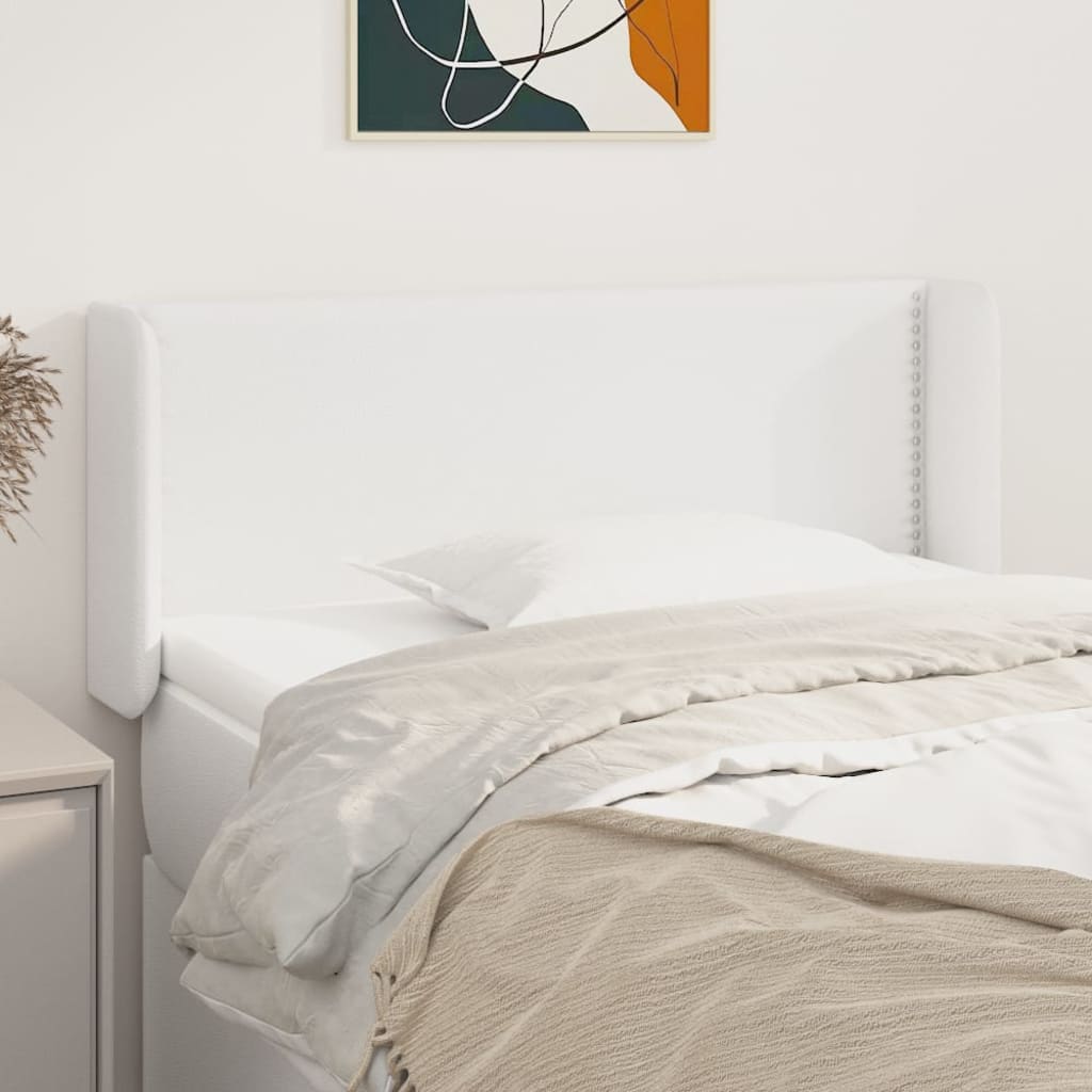 vidaXL Zagłówek uszak, biały, 103x16x78/88 cm, sztuczna skóra