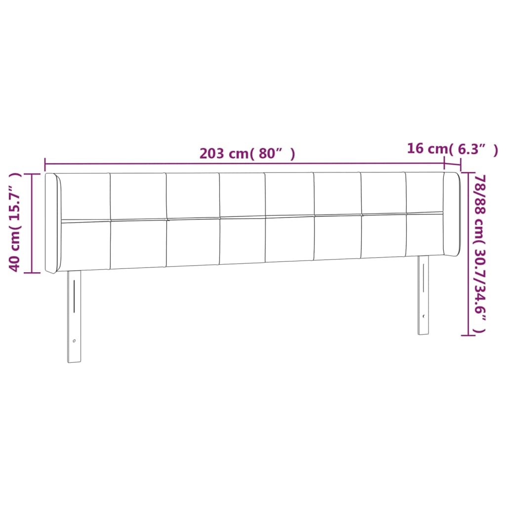 vidaXL Zagłówek uszak, taupe, 203x16x78/88 cm, tkanina