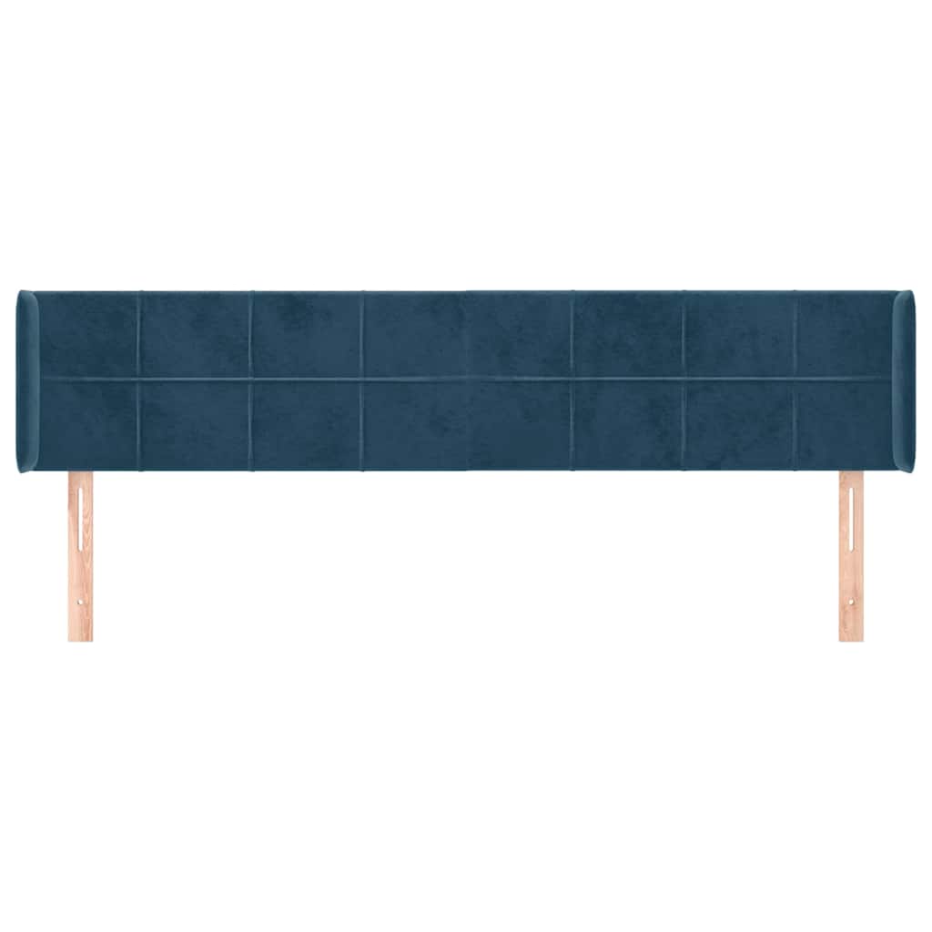 vidaXL Zagłówek uszak, ciemnoniebieski, 203x16x78/88 cm, aksamit