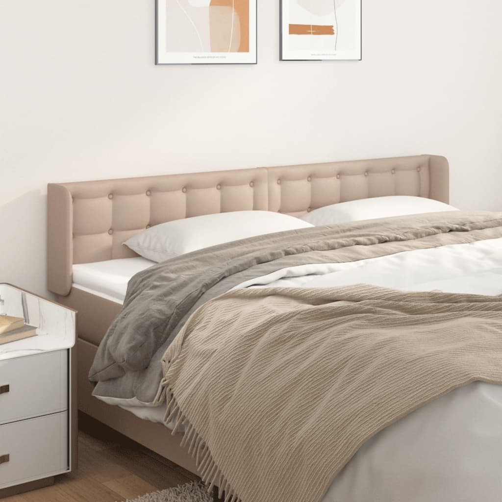 vidaXL Zagłówek uszak, cappuccino, 203x16x78/88 cm, sztuczna skóra