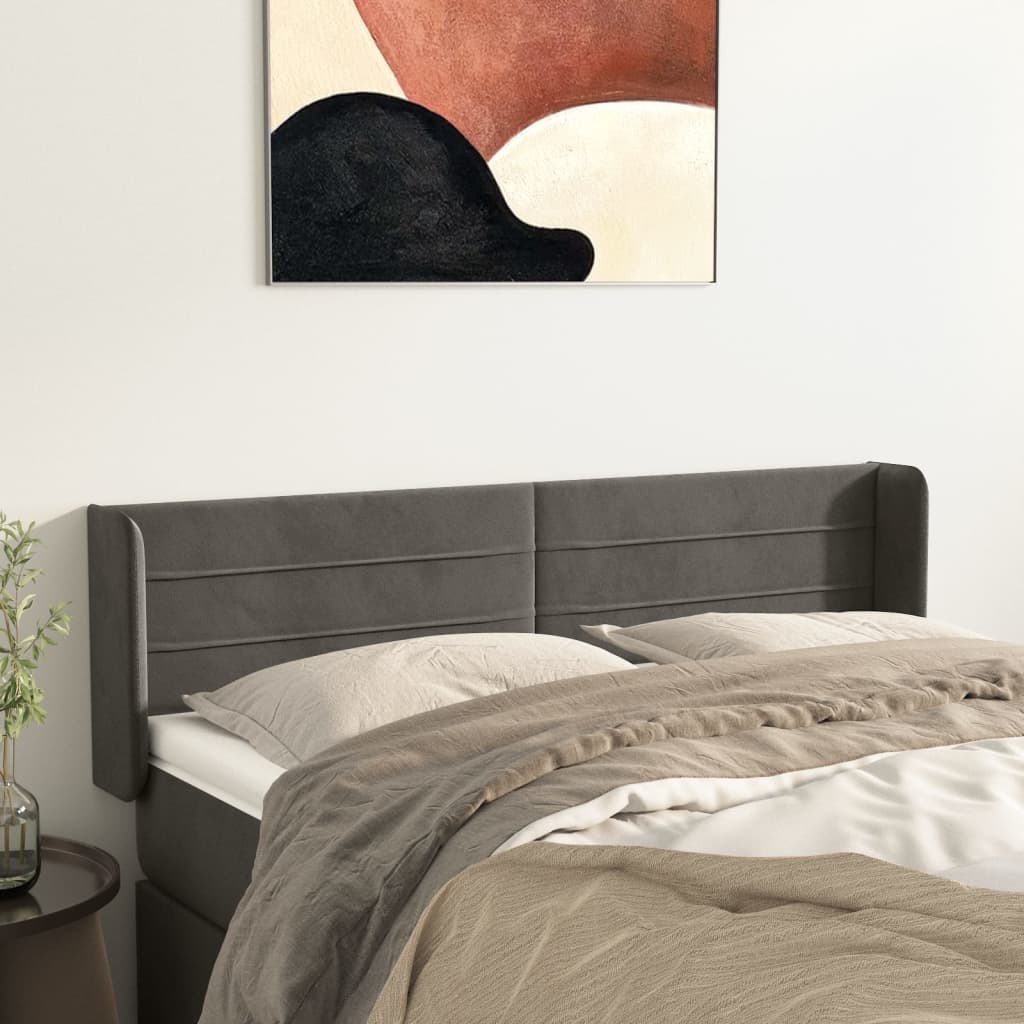 vidaXL Zagłówek uszak, ciemnoszary, 147x16x78/88 cm, aksamit