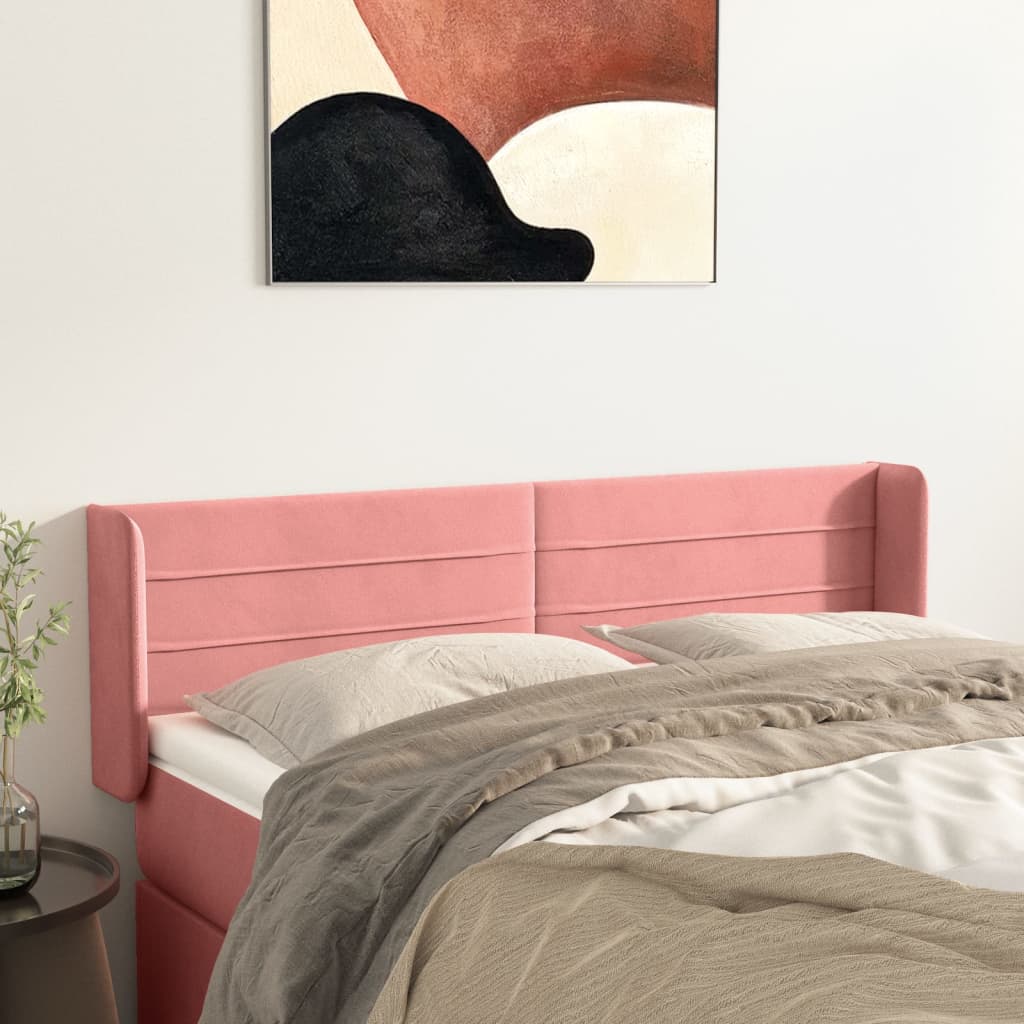 vidaXL Zagłówek uszak, różowy, 147x16x78/88 cm, aksamit