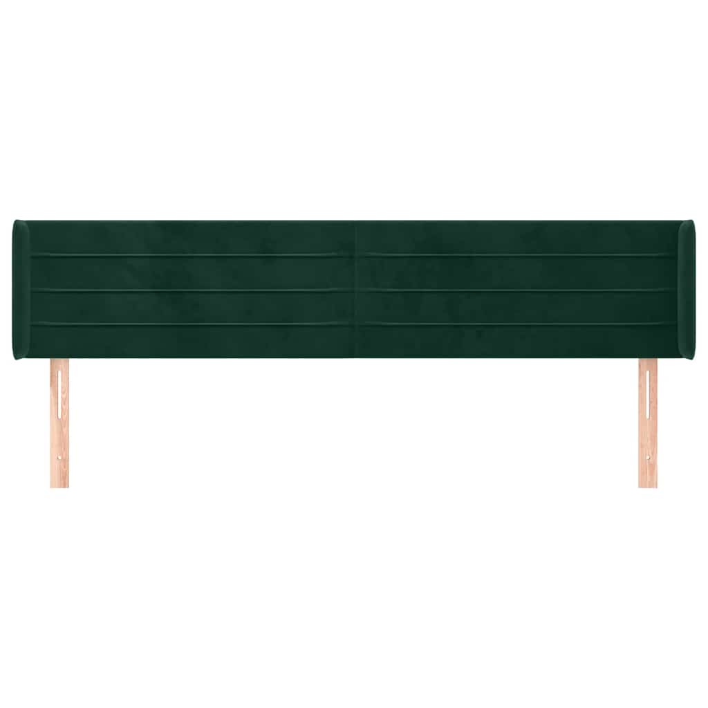 vidaXL Zagłówek uszak, ciemnozielony, 203x16x78/88 cm, aksamit