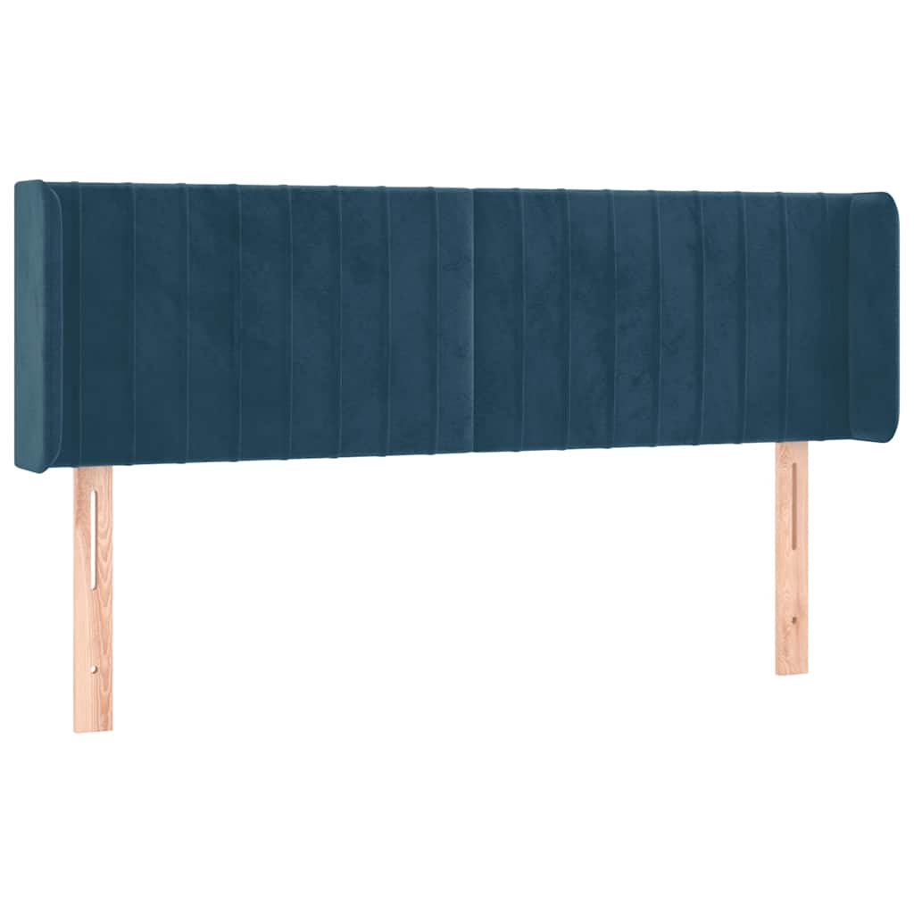 vidaXL Zagłówek uszak, ciemnoniebieski, 147x16x78/88 cm, aksamit