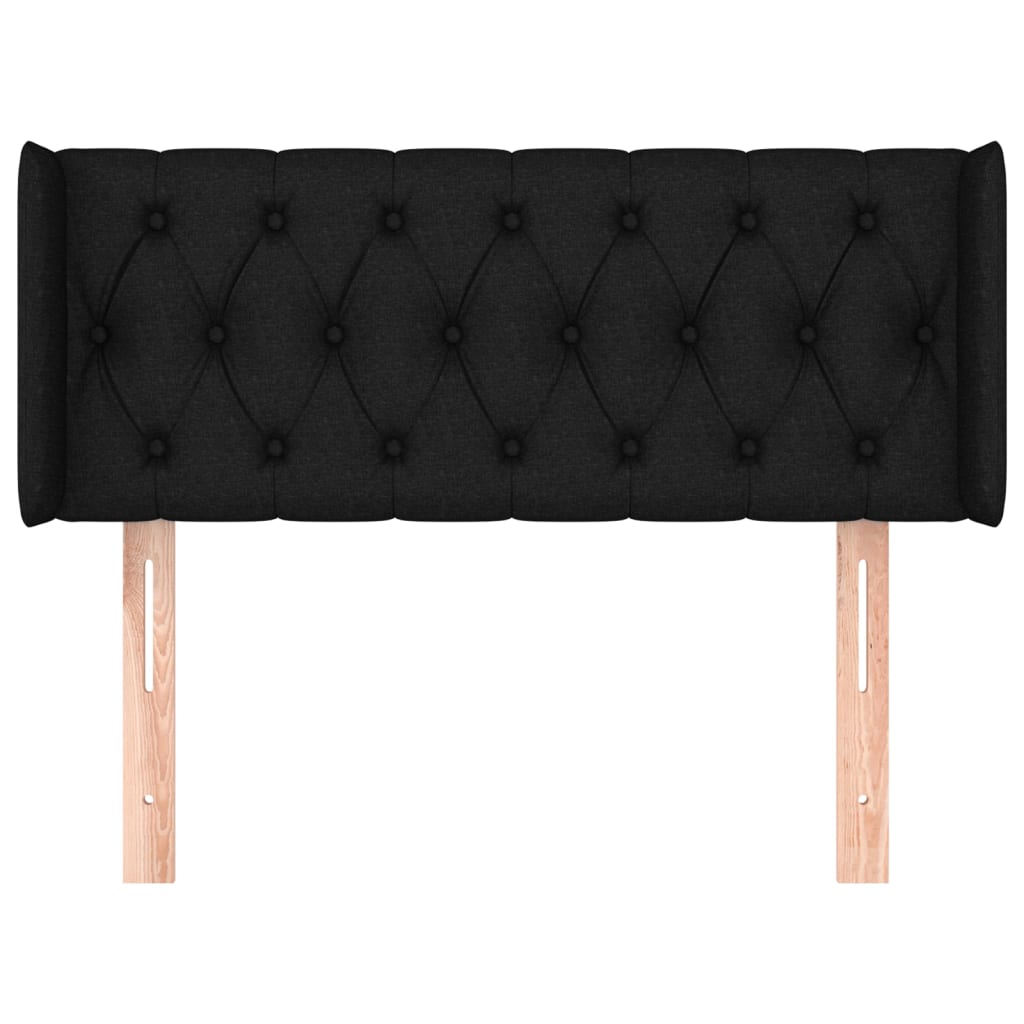 vidaXL Zagłówek uszak, czarny, 93x16x78/88 cm, tkanina