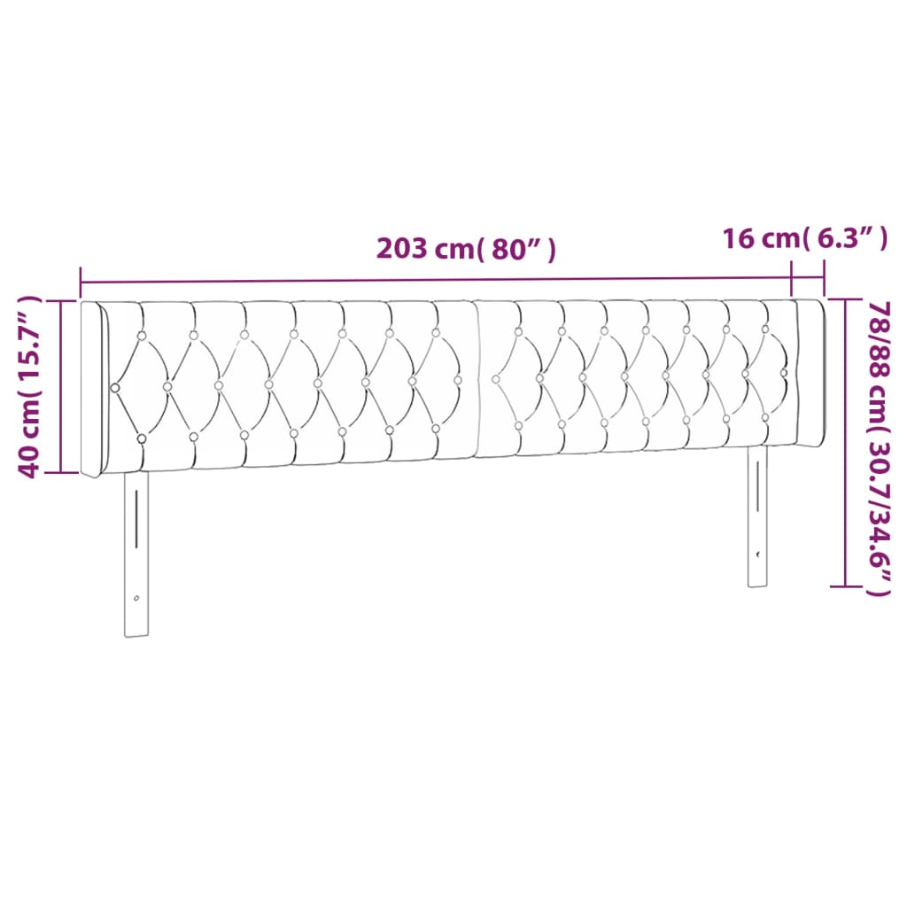 vidaXL Zagłówek uszak, niebieski, 203x16x78/88 cm, tkanina
