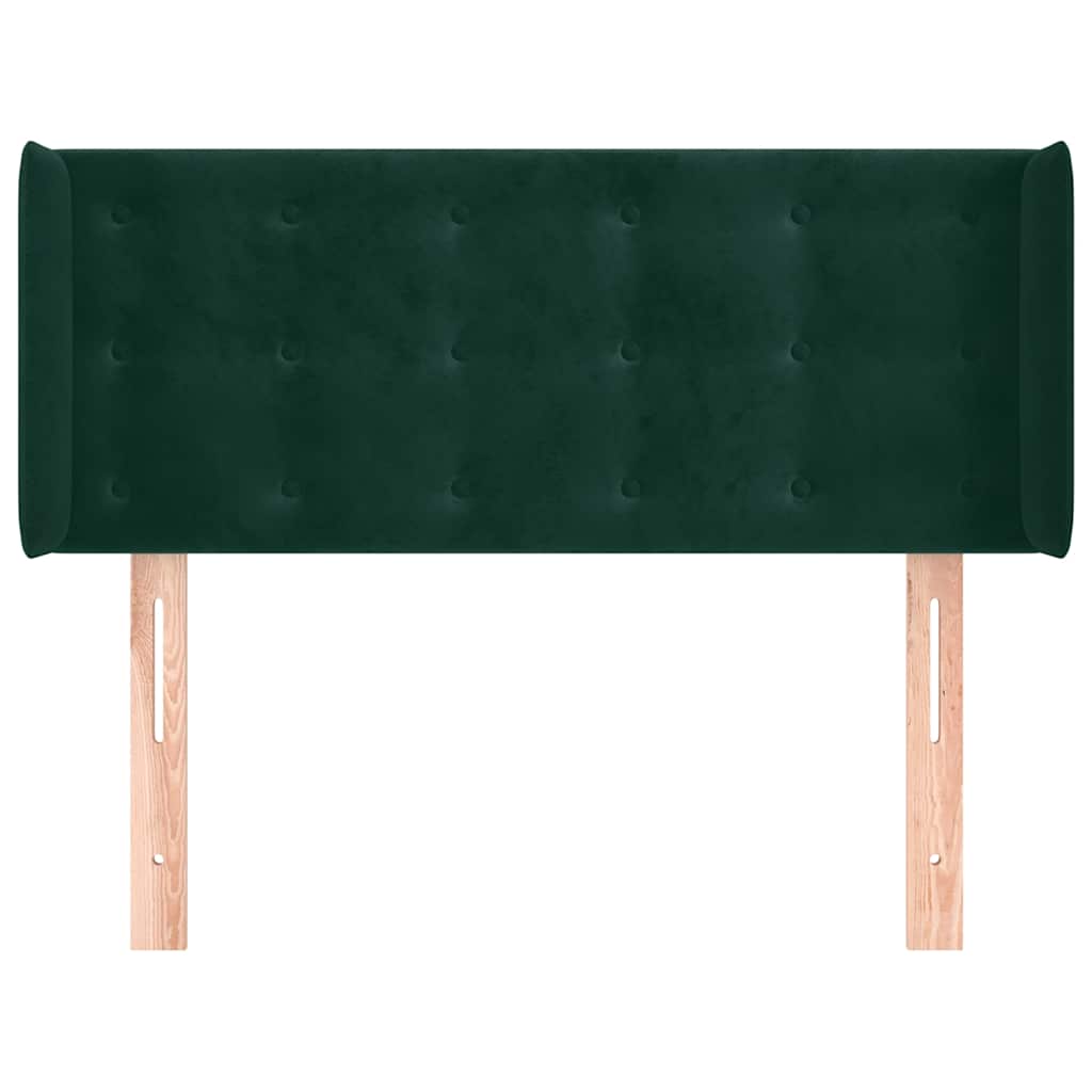 vidaXL Zagłówek uszak, ciemnozielony, 103x16x78/88 cm, aksamit