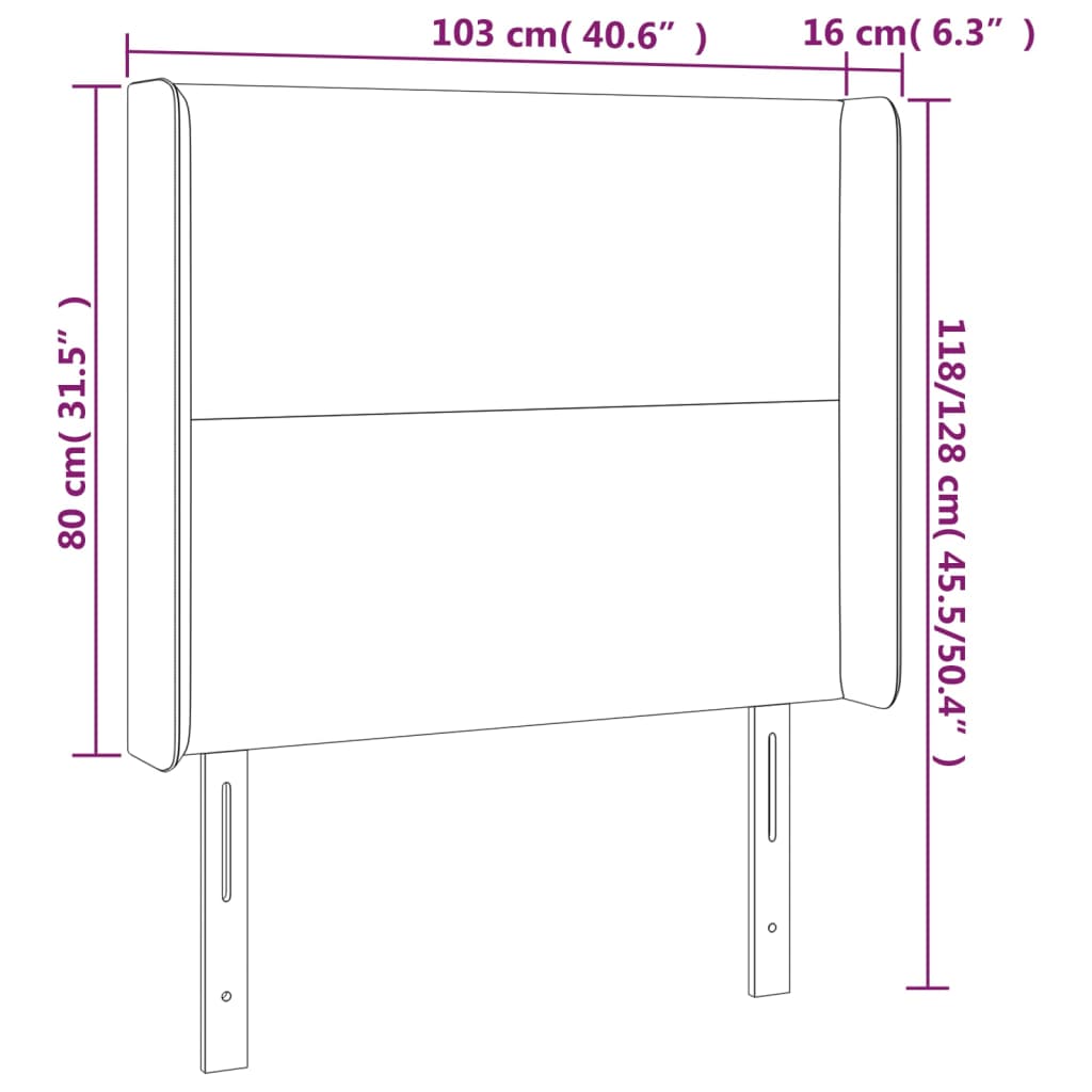 vidaXL Zagłówek uszak, kremowy, 103x16x118/128 cm, tkanina