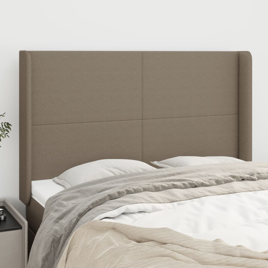 vidaXL Zagłówek uszak, taupe, 147x16x118/128 cm, tkanina