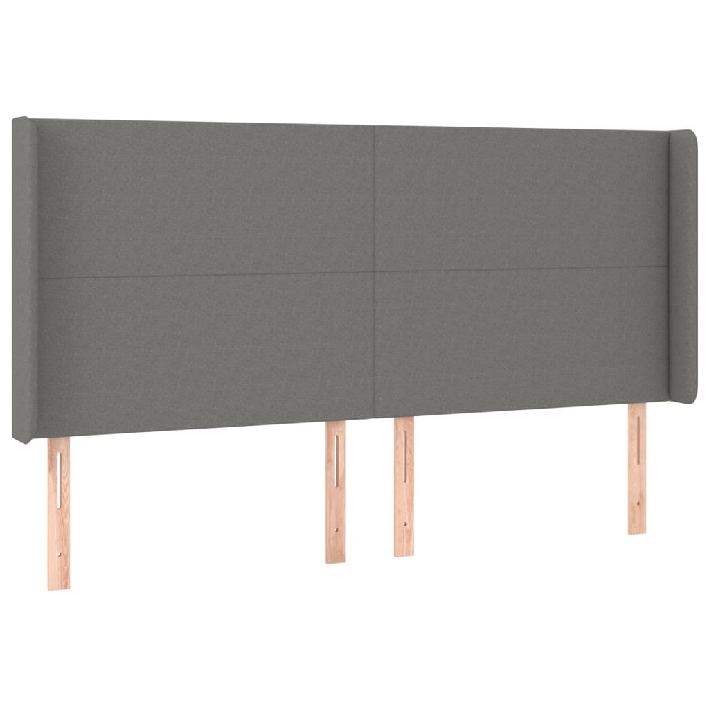 vidaXL Zagłówek uszak, ciemnoszary, 203x16x118/128 cm, tkanina