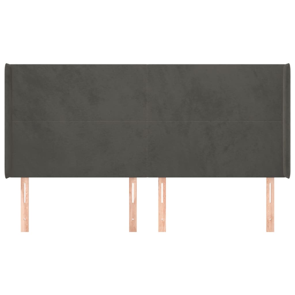 vidaXL Zagłówek uszak, ciemnoszary, 203x16x118/128 cm, aksamit