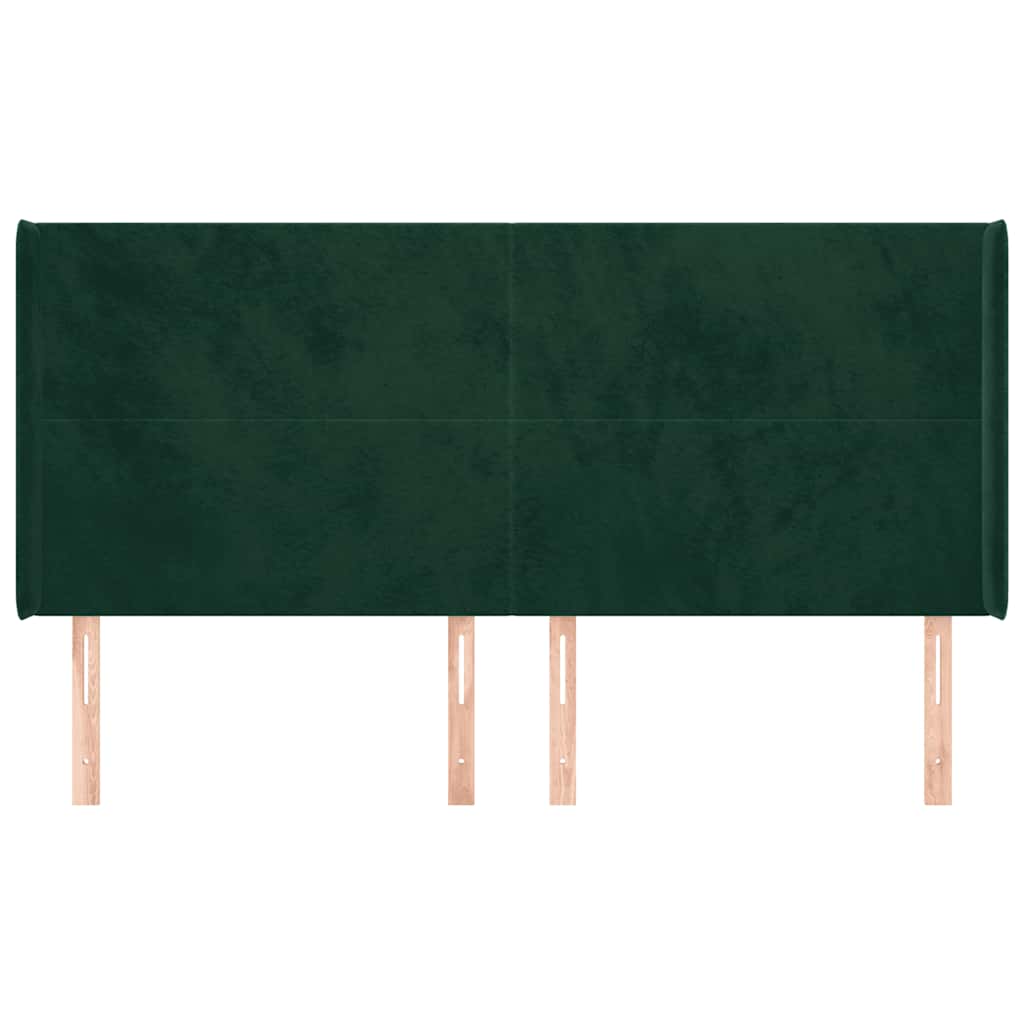 vidaXL Zagłówek uszak, ciemnozielony, 203x16x118/128 cm, aksamit