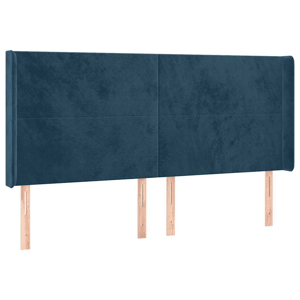 vidaXL Zagłówek uszak, ciemnoniebieski, 203x16x118/128 cm, aksamit
