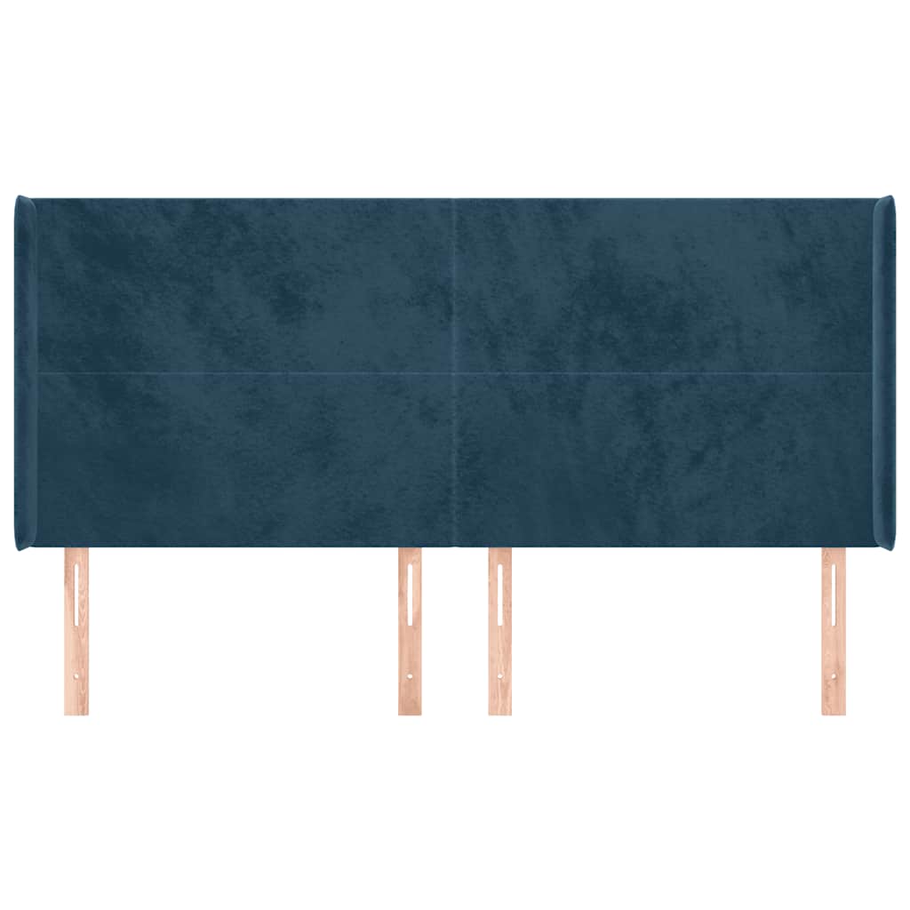 vidaXL Zagłówek uszak, ciemnoniebieski, 203x16x118/128 cm, aksamit