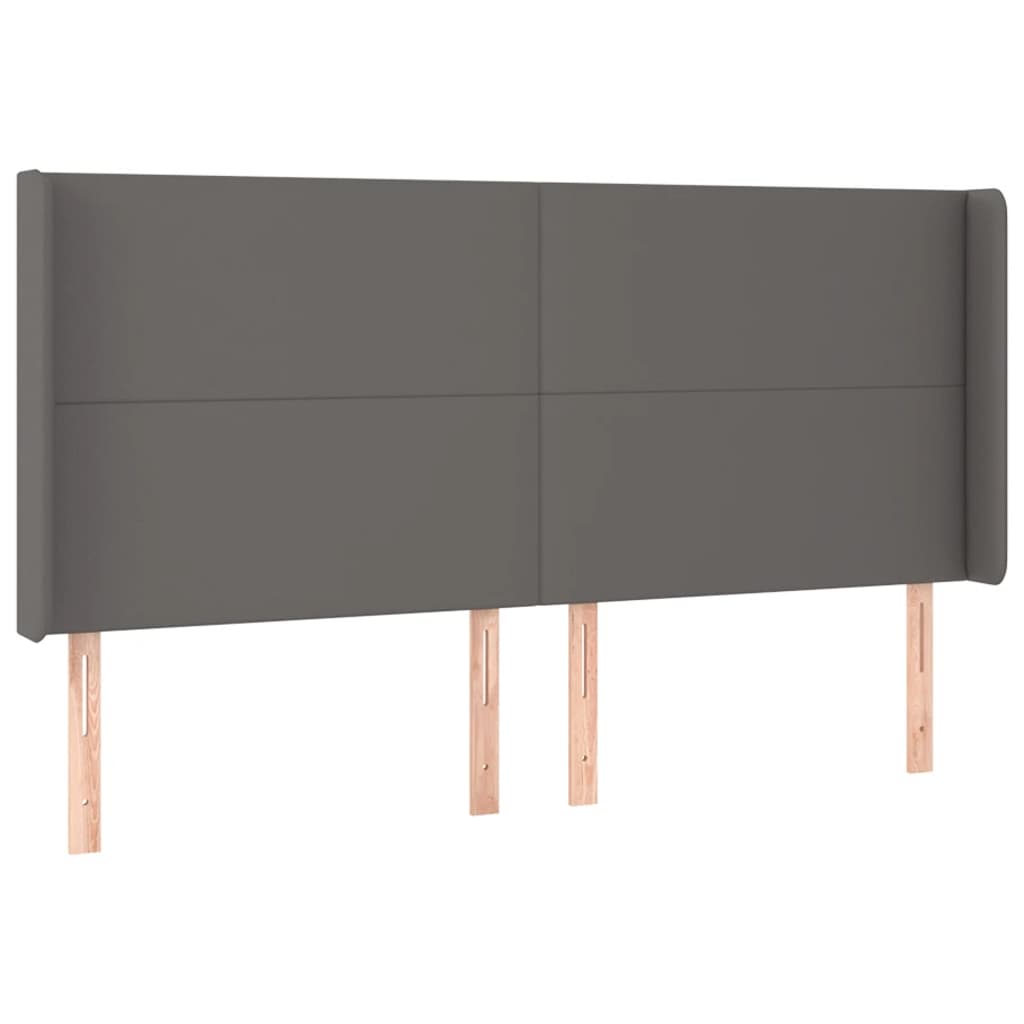 vidaXL Zagłówek uszak, szary, 203x16x118/128 cm, sztuczna skóra
