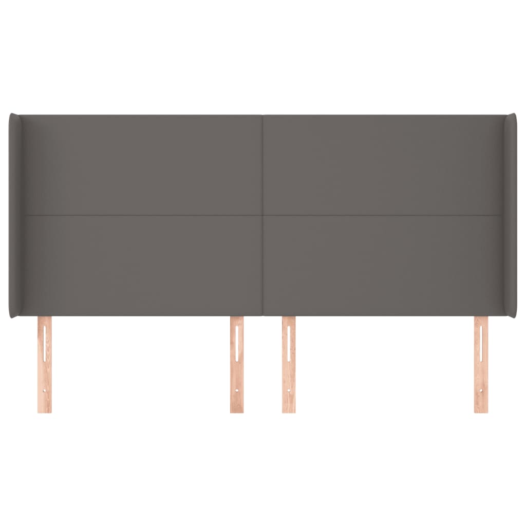 vidaXL Zagłówek uszak, szary, 203x16x118/128 cm, sztuczna skóra