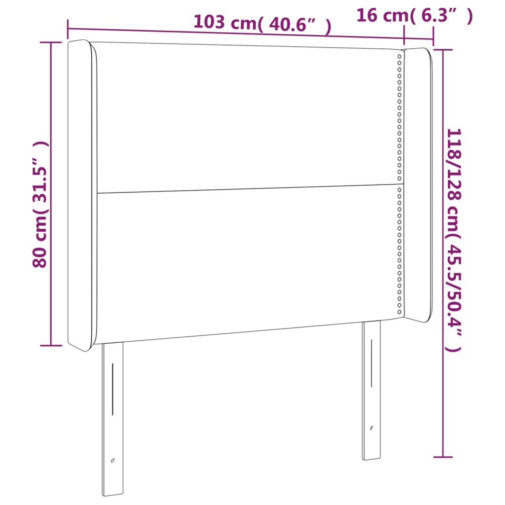 vidaXL Zagłówek uszak, różowy, 103x16x118/128 cm, aksamit
