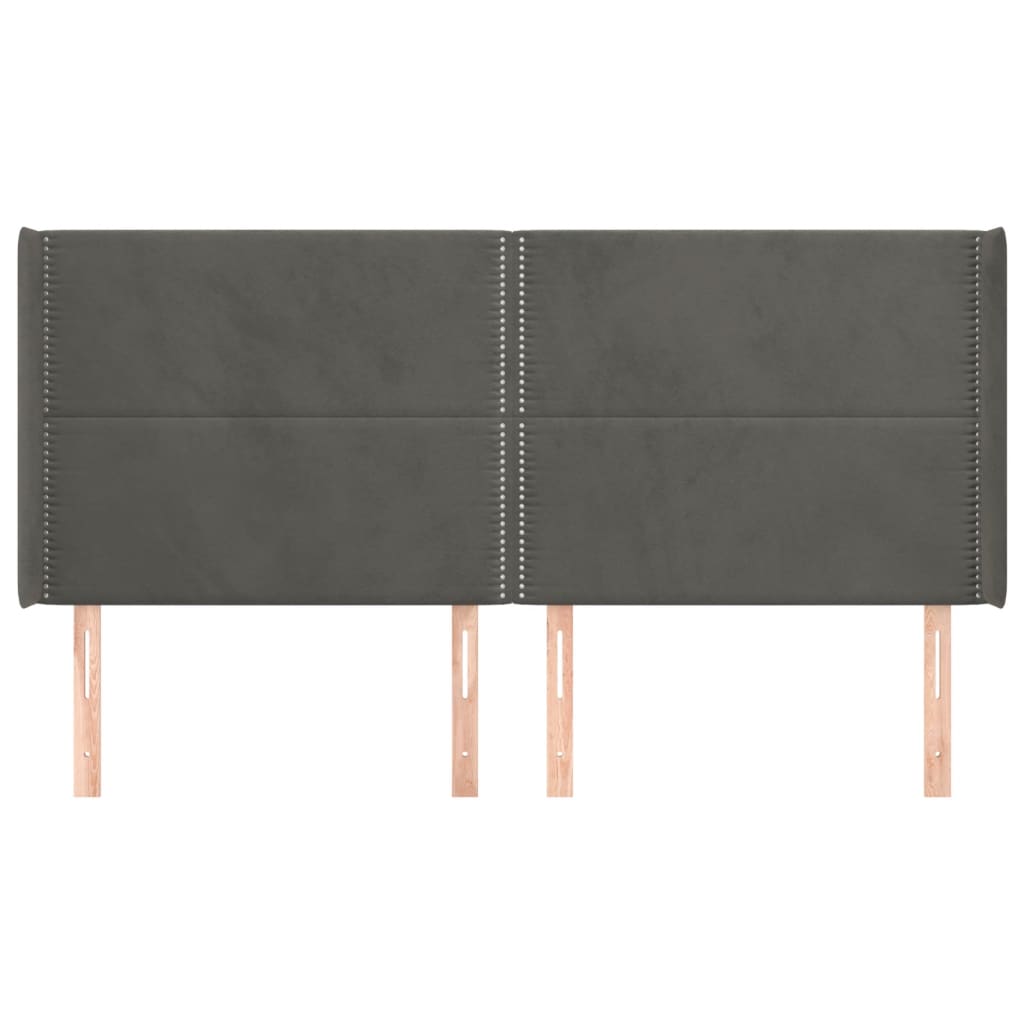 vidaXL Zagłówek uszak, ciemnoszary, 183x16x118/128 cm, aksamit
