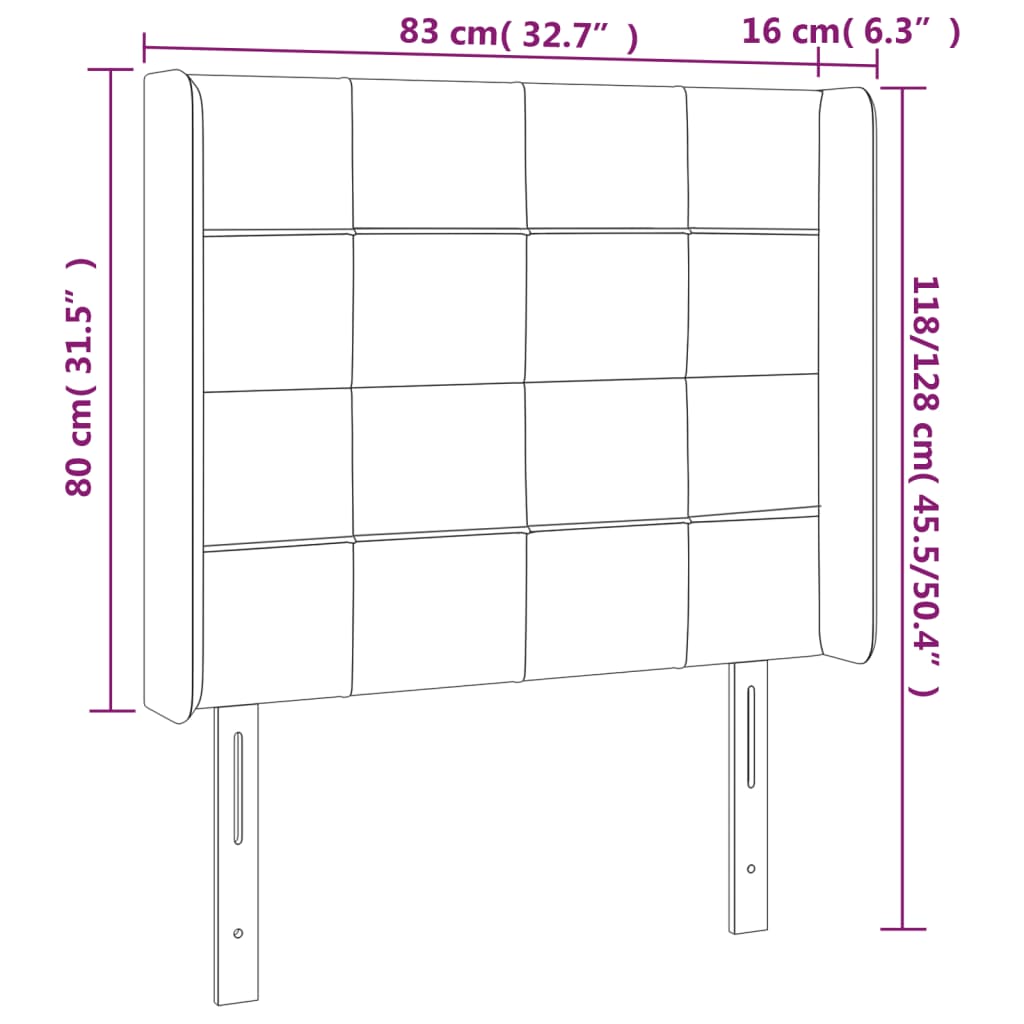vidaXL Zagłówek uszak, taupe, 83x16x118/128 cm, tkanina