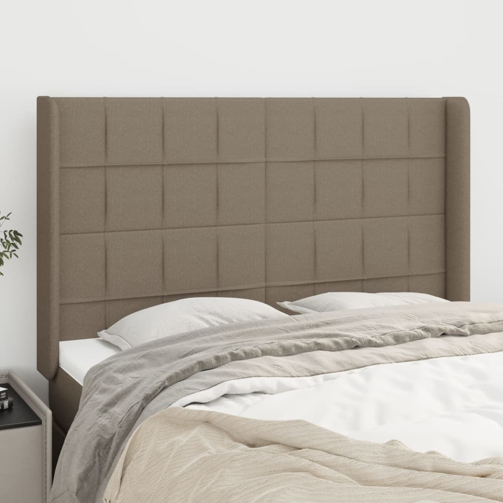 vidaXL Zagłówek uszak, taupe, 147x16x118/128 cm, tkanina