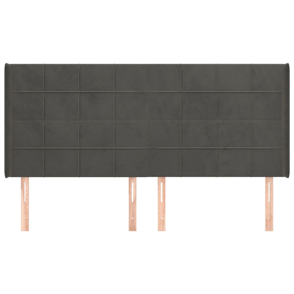 vidaXL Zagłówek uszak, ciemnoszary, 203x16x118/128 cm, aksamit