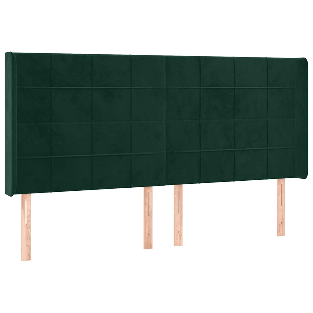 vidaXL Zagłówek uszak, ciemnozielony, 203x16x118/128 cm, aksamit