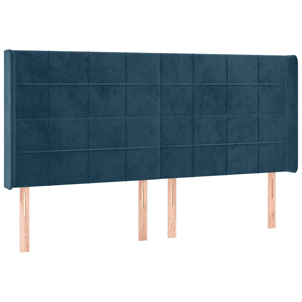 vidaXL Zagłówek uszak, ciemnoniebieski, 203x16x118/128 cm, aksamit