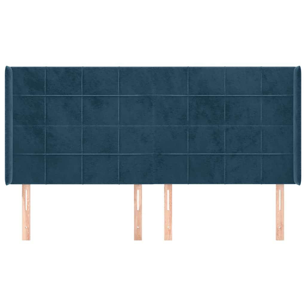 vidaXL Zagłówek uszak, ciemnoniebieski, 203x16x118/128 cm, aksamit