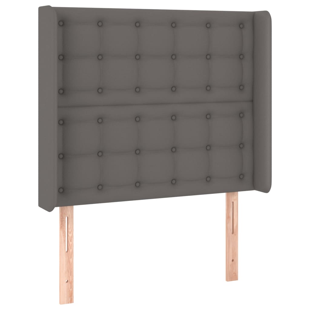 vidaXL Zagłówek uszak, szary, 103x16x118/128 cm, sztuczna skóra