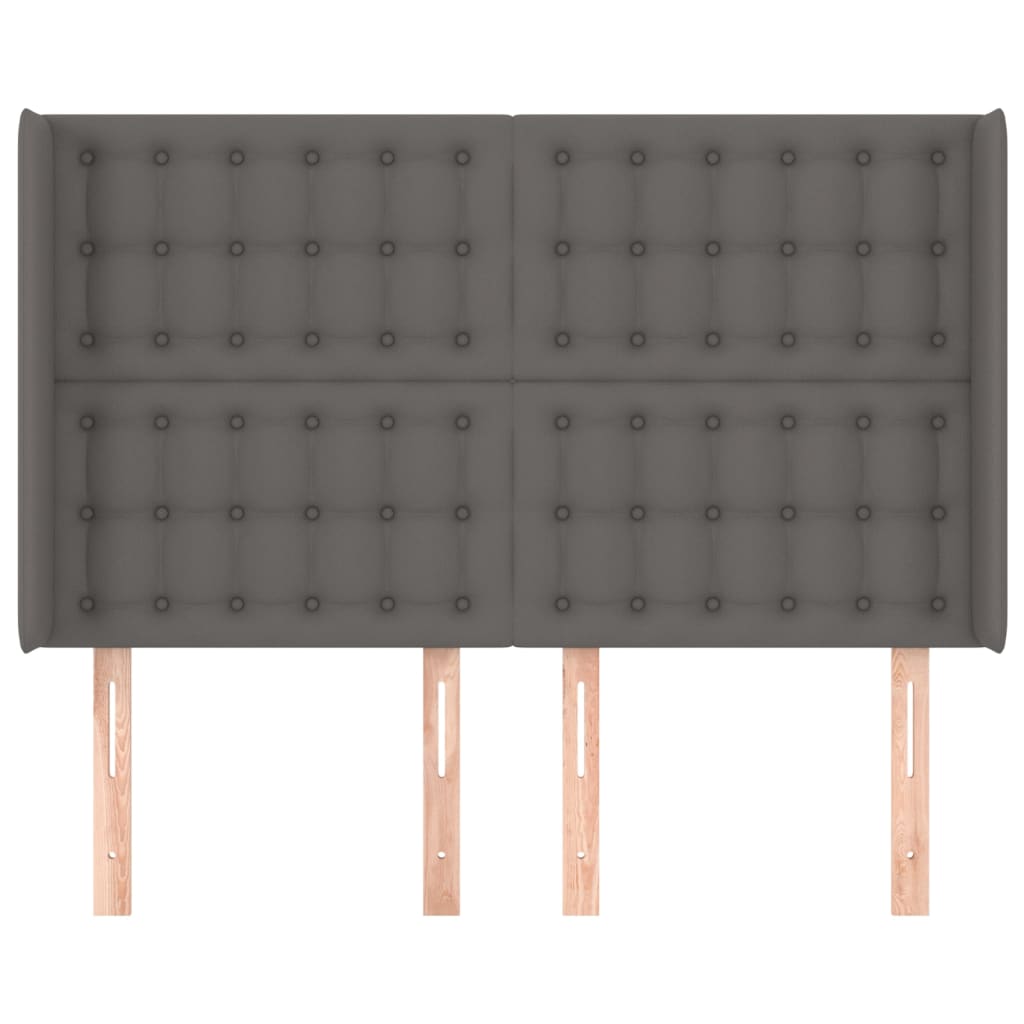 vidaXL Zagłówek uszak, szary, 147x16x118/128 cm, sztuczna skóra