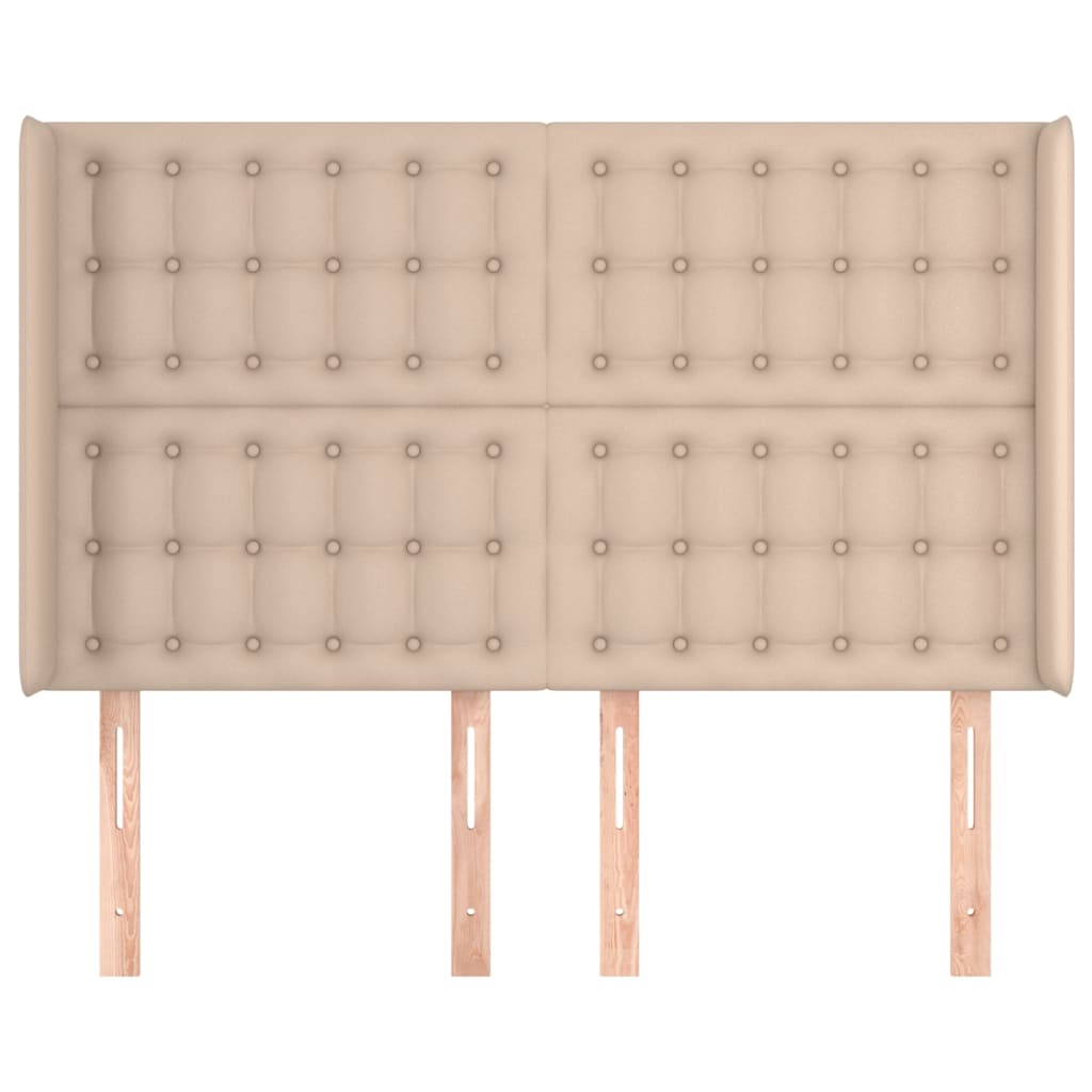 vidaXL Zagłówek uszak, cappuccino, 147x16x118/128 cm, sztuczna skóra