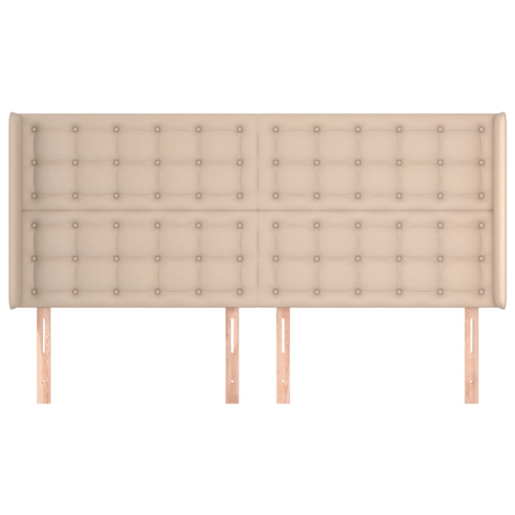 vidaXL Zagłówek uszak, cappuccino, 163x16x118/128 cm, sztuczna skóra
