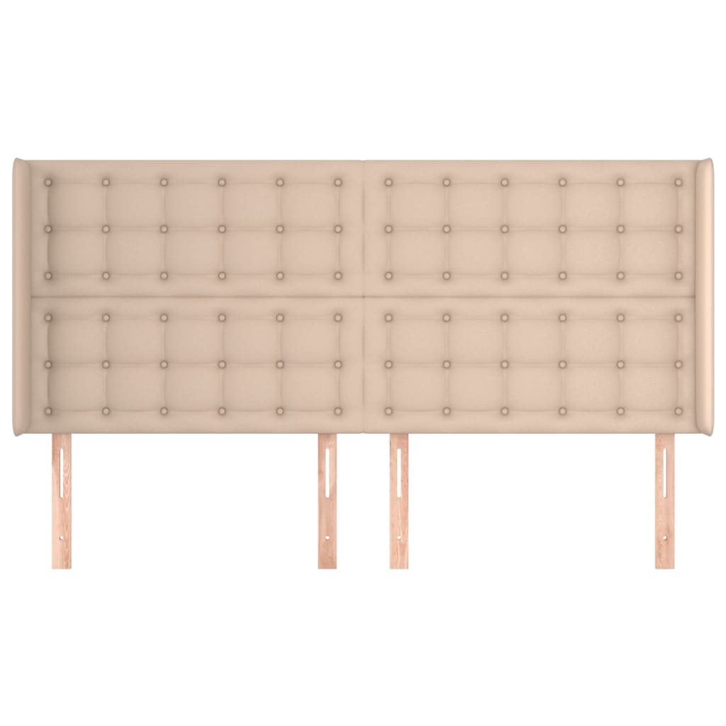 vidaXL Zagłówek uszak, cappuccino, 183x16x118/128 cm, sztuczna skóra