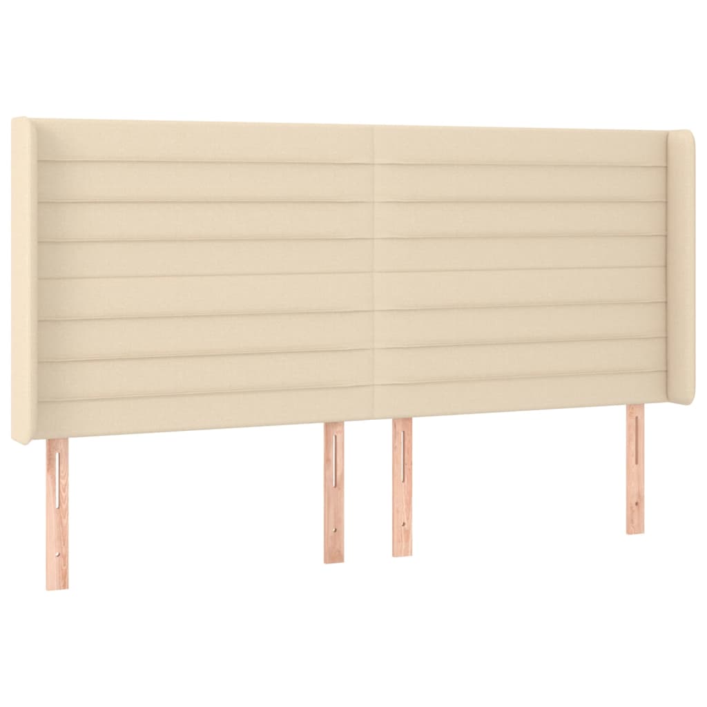 vidaXL Zagłówek uszak, kremowy, 183x16x118/128 cm, tkanina