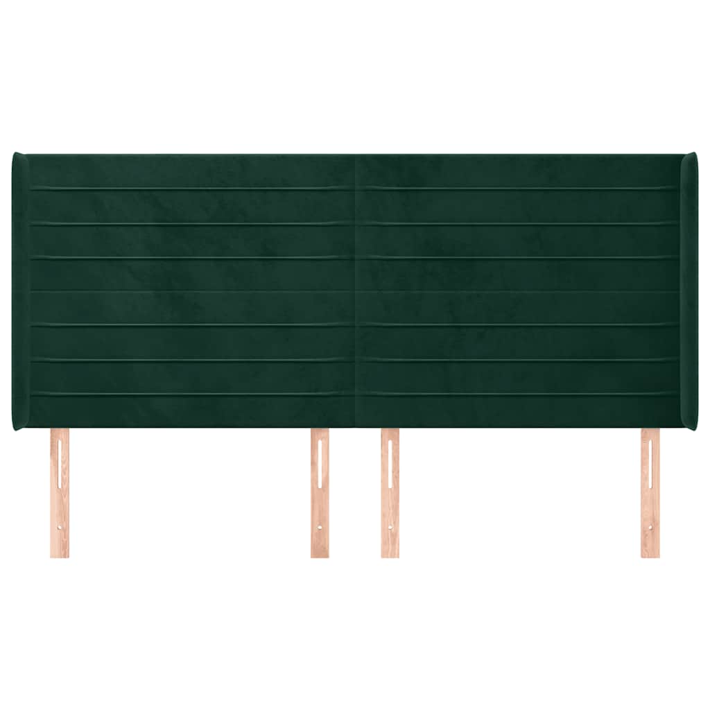 vidaXL Zagłówek uszak, ciemnozielony, 203x16x118/128 cm, aksamit