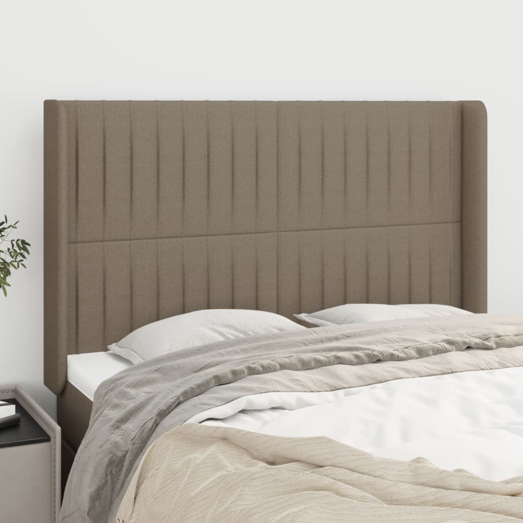 vidaXL Zagłówek uszak, taupe, 147x16x118/128 cm, tkanina