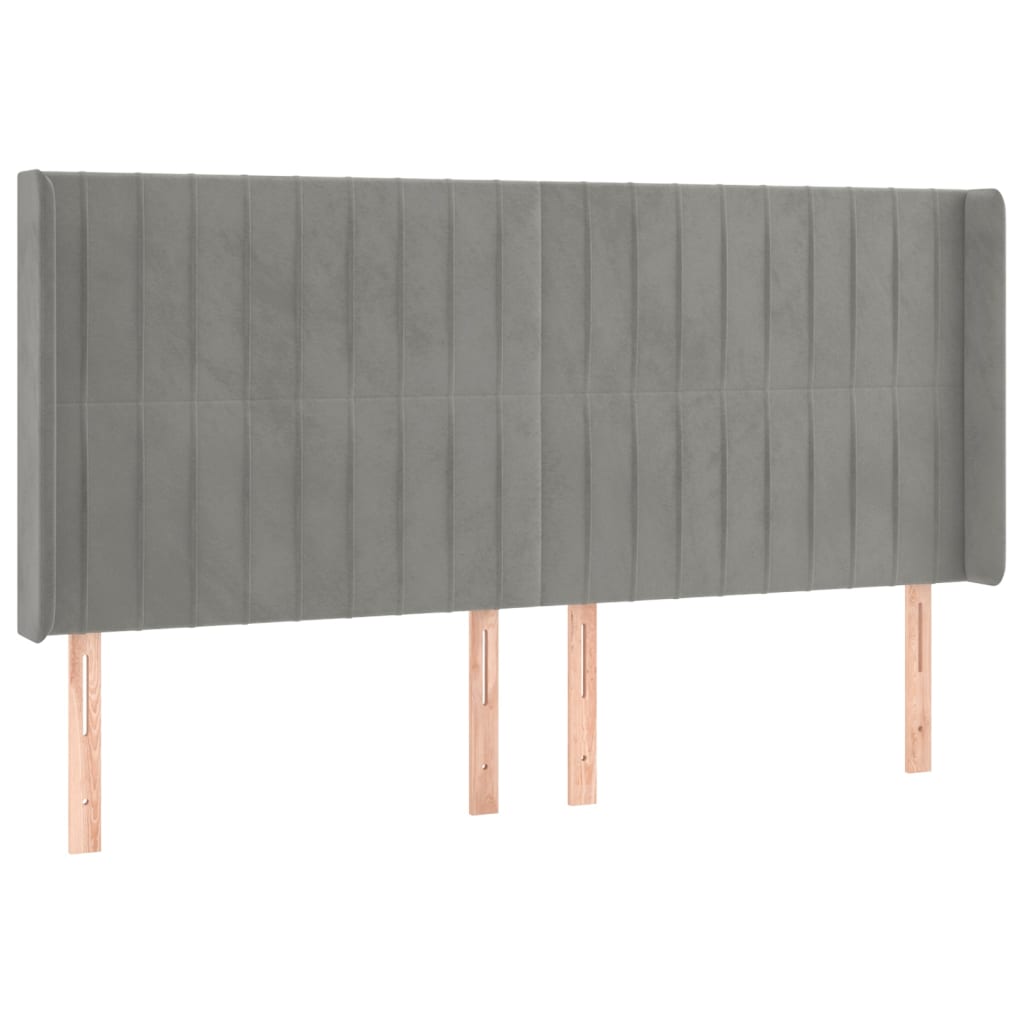 vidaXL Zagłówek uszak, jasnoszary, 203x16x118/128 cm, aksamit