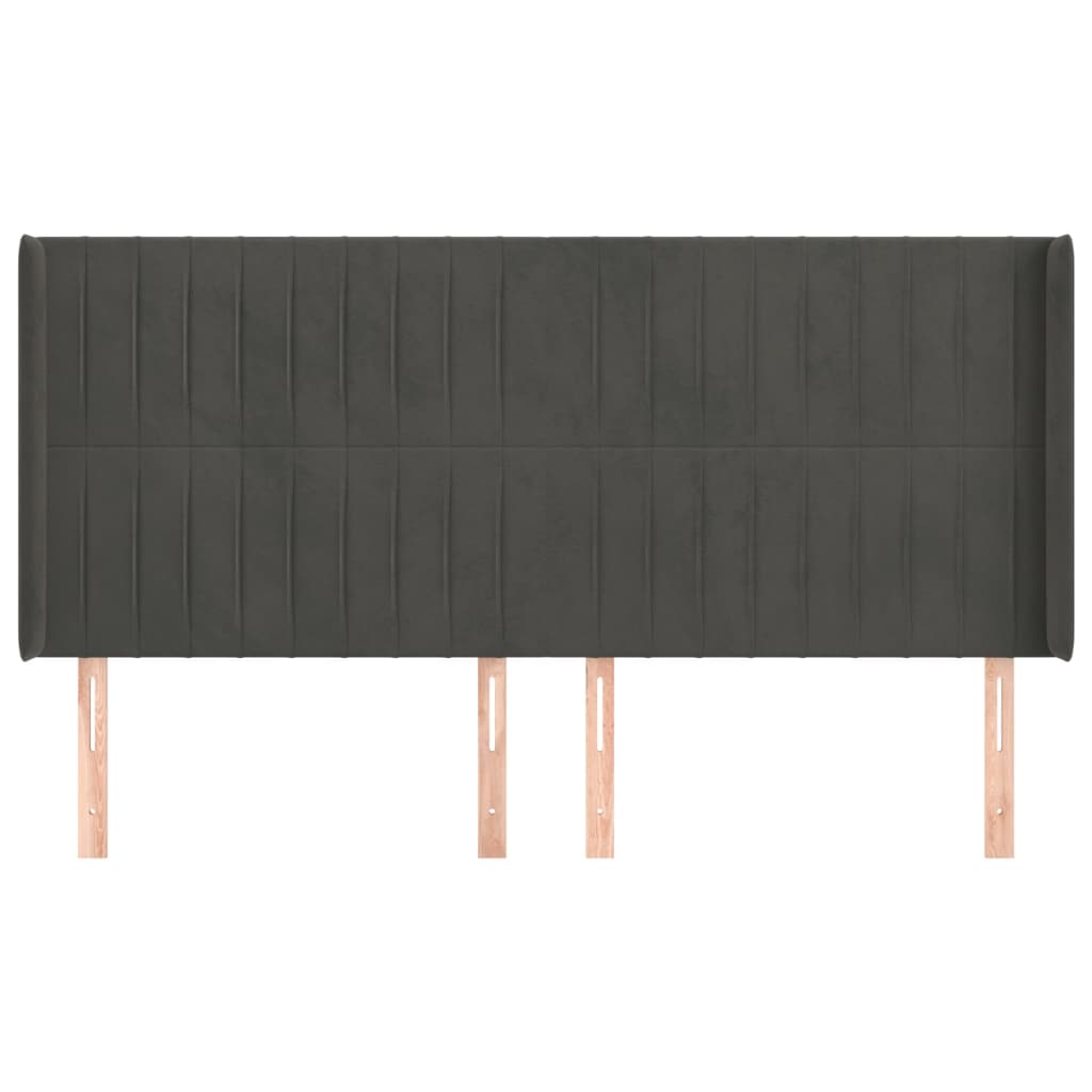 vidaXL Zagłówek uszak, ciemnoszary, 203x16x118/128 cm, aksamit