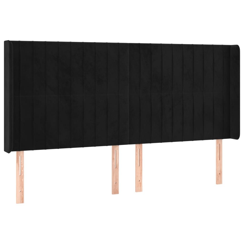 vidaXL Zagłówek uszak, czarny, 203x16x118/128 cm, aksamit